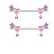 Brass Rhinestone Nipple Rings, Platinum, Heart, 38mm