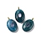 Natural Apatite & Cubic Zirconia Pendants, Oval Charms with Brass Loops, Golden, 21.5x13x6.5mm, Hole: 1.8mm