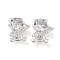 Brass Micro Pave Clear Cubic Zirconia Beads, Doll Shape, 925 Sterling Silver Plated, 14x12x7.5mm, Hole: 1.5mm