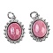 Natural Rhodonite Oval Pendants, Brass Oval Charms with Jump Rings, Platinum, 16x12x5mm, Hole: 3mm