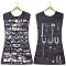 Non-Woven Fabrics Jewelry Hanging Display Bags, Wall Shelf Wardrobe Storage Bags, with Rotating Hook and Transparent PVC Grids, Black, 83x46cm