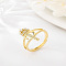 Brass Micro Pave Cubic Zirconia Finger Rings, for Women, Letter P, US Size 3(14mm)