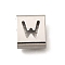 Letter Style 304 Stainless Steel Square Slide Charms, Letter W, 9x8x4mm, Hole: 3.5x8.5mm