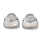 Brass Micro Pave Cubic Zirconia Peg Bails Pendants, for Half Drilled Beads, with Shell, Bag, Real Platinum Plated, 14.5x15x5.5mm, Hole: 6x2mm, Pin: 0.6mm