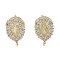 Teardrop Brass Micro Pave Clear Cubic Zirconia Stud Earring Findings, Real 14K Gold Plated, 14x8.5mm, Hole: 1.2mm, Pin: 10x0.8mm