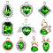 AHANDMAKER 40 Pcs Faceted Alloy Glass Beads, 10 Styles Green Glass Crystal Pendants, Green Alloy Crystal Rhinestone Glass Loose Pendants for Necklace Earring Bracelet DIY Jewelry Making
