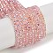 Electroplate Glass Beads Strands, Pearl Luster Plated, Faceted, Rondelle, Pink, 2.4~3.2x4mm, Hole: 1mm, about 147~152pcs/strand, 39~45cm