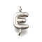 Brass Connector Charms, Lead Free & Cadmium Free, Long-Lasting Plated, Rack Plating, Platinum, Letter E, 12.5x7x2.5mm, Hole: 1.2mm
