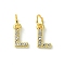 Rack Plating Alloy Rhinestone Pendants, Cadmium Free & Lead Free, Letter L, 11x6x2mm, Hole: 5mm