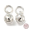 925 Sterling Silver Pendants, with Jump Rings, Hollow Round Ball Charms, Silver, 8x5mm, Hole: 4mm