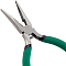 1Pc Carbon Steel Jewelry Pliers, Needle Nose Pliers, Green, 12.7x8.2x0.9cm