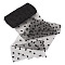 Organza Ribbons, with Velet Heart Pattern, Black, 5-7/8 inch(150mm)