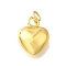 Brass Pendants, Heart Charms, with Jump Rings, Cadmium Free & Lead Free, Long-Lasting Plated, Rack Plating, Real 18K Gold Plated, 16x12.5x8mm, Hole: 3.5mm