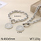 Flat Round with Saint Benedict 304 Stainless Steel Pendant Necklaces & Charm Bracelets Sets, Stainless Steel Color, 460mm