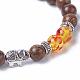 Dyed Wood Round Beads Stretch Bracelets BJEW-JB04839-9