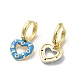 Heart Real 18K Gold Plated Brass Dangle Hoop Earrings EJEW-L268-038G-01-2