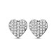 TINYSAND Heart Shaped 925 Sterling Silver Cubic Zirconia Ear Studs TS-E377-S-1