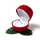 フロッキングプラスチックローズフィンガーリングボックス  バレンタインデーのギフトラッピングに  内部のスポンジ  レッド  7x8.5x5cm  花: 内径: 4.4cm CON-C015-01B-2