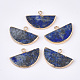 Galvanoplastie lapis lazuli naturel pendentifs demi-cercle G-S344-87D-1