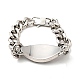 304 Stainless Steel Rhombus with Skull Link Bracelet with Curb Chains for Men Women BJEW-E009-23P-3