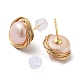 Boucles d'oreilles rondes plates en perles naturelles EJEW-P256-67G-2