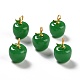 手作りランプワークペンダント  真鍮パーツ  カドミウムフリー＆鉛フリー  マットゴールドカラー  りんご  濃い緑  19x14mm  穴：4x2.2mm LAMP-A150-06MG-01-3