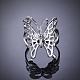 Ottone moda anelli farfalla cavi cubi per le donne RJEW-BB08997-7-4