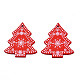 クリスマスのテーマ スプレー塗装の木製ペンダント  片面プリント  雪片とクリスマスツリー  レッド  50x43x2.5mm  穴：2mm WOOD-N005-52B-1
