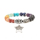 Bracelet extensible en perles rondes avec pierres précieuses mélangées naturelles et synthétiques avec étoile en alliage avec arbre BJEW-JB07868-1