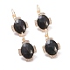 Natural Obsidian Leverback Earrings EJEW-I247-02A-1