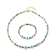 Fleur de coquille naturelle avec mauvais œil et perles de verre collier bracelet extensible SJEW-JS01248-1