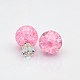 Acrylic Crackle Ball Double Sided Ear Studs X-EJEW-O007-G06A-2