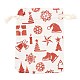 クリスマステーマの綿生地布バッグ  巾着袋  クリスマスパーティースナックギフトオーナメント用  クリスマステーマの模様  14x10cm X-ABAG-H104-B13-2