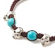 3Pcs Natural Tiger Eye & Lava Rock & Synthetic Turquoise Braided Bead Bracelets Set with Alloy Skull BJEW-JB08114-02-5