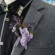 Gorgecraft6pcs結婚式ブートニア男性紫人工結婚式の花ピンブローチブーケコサージュ新郎男性ブライダル女性スーツドレス JEWB-WH0011-20-4