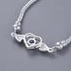 Exquisite Silver Color Plated Brass Cubic Zirconia Heart Link Bracelets BJEW-BB00818-3