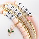 5 pièces 5 style mot baiser m'aimer bracelets extensibles en acrylique sertis de breloques en émail rose coeur BJEW-JB08681-5