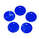 スプレー塗装カピスシェルペンダント  フラットラウンド  ブルー  20x0.5mm  穴：1.4mm SSHEL-T007-02A-1