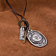 Croix ajustable pour hommes et 1978 pendentif en alliage de zinc et colliers lariat en cuir NJEW-BB16021-5