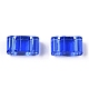 2ホールガラスシードビーズ  透明色  長方形  ブルー  4.5~5.5x2x2~2.5mm  穴：0.5~0.8mm SEED-T003-01B-08-2