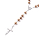 Preghiera religiosa collana lariat con perline in legno di pino BJEW-O140-04P-2
