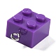 樹脂チャーム  プラチナ鉄ループ付き  おもちゃのレンガ  青紫色  21x15.5x11mm  穴：2.6mm RESI-E017-A11-3