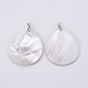 Natural White Shell Mother of Pearl Shell Big Pendants SSHEL-L008-40P-2