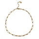 304 Halskette aus Edelstahl mit Rhombus und ovalen Gliedern BJEW-B072-03G-1