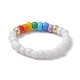 Anneaux extensibles en perles de verre pour femmes RJEW-JR00657-4