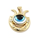 Eye with Moon Brass Micro Pave Clear Cubic Zirconia Pendants KK-G419-12G-3