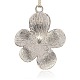 Antique Silver Alloy Rhinestone Flower Pendants ALRI-J072-01AS-2