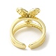 Открытое кольцо-манжета для женщин из латуни с микро-паве и цирконием в форме сердца для женщин RJEW-F154-03G-A-4