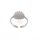 304 anello per polsino piatto rotondo in acciaio inossidabile con lettera iniziale aperta per uomo donna RJEW-S405-246P-V-2