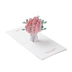 Rectangle 3D Rose Flower Pop Up Paper Greeting Card AJEW-A008-01B-1